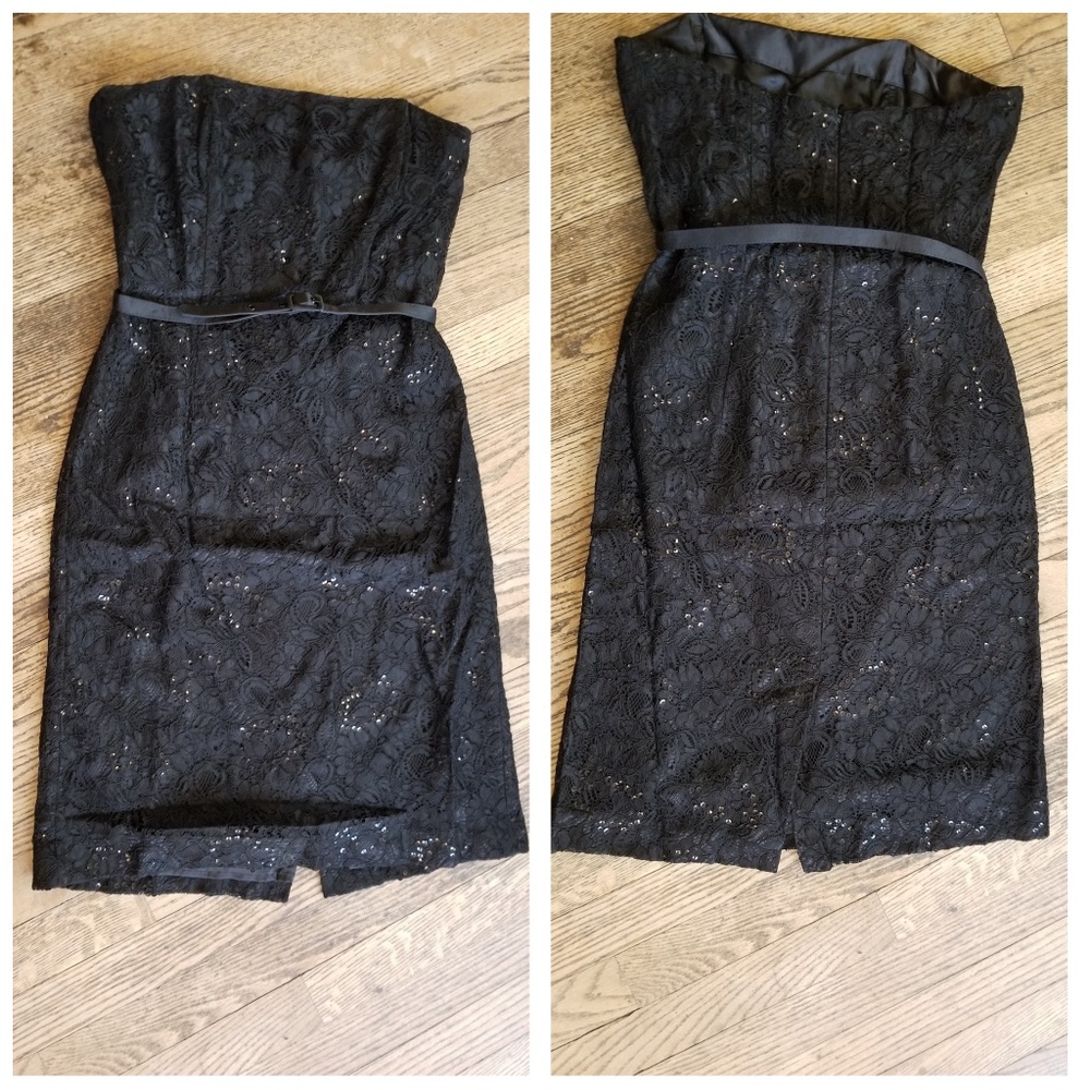 Strapless Belted Lace dress